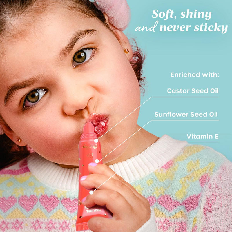 Oh Flossy Beach Club Natural Lip Gloss Set of 3 Fruity Flavours Kids Makeup Set Gift Idea for 3yrs+