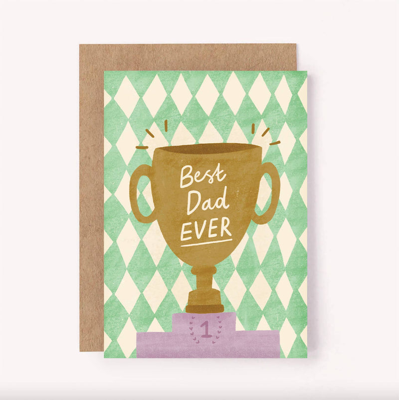 Best Dad Ever Trophy Greeting Card By Lauren Sissons Studio Father's day Card