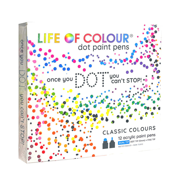 Life of Colour Dot Markers Acrylic Paint Pens Set of 12