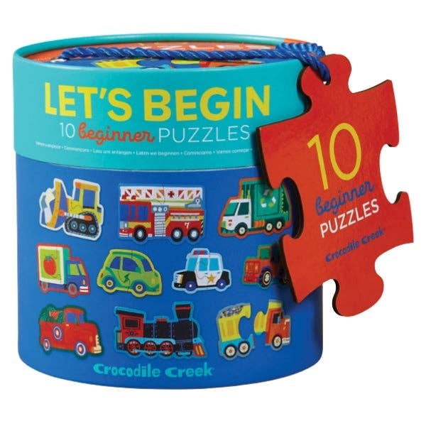 Crocodile Creek Let's Begin Vehicles 10 Beginner 2pcs Puzzles Cognitive Developmental Toys for Toddlers Best Seller 2yrs+