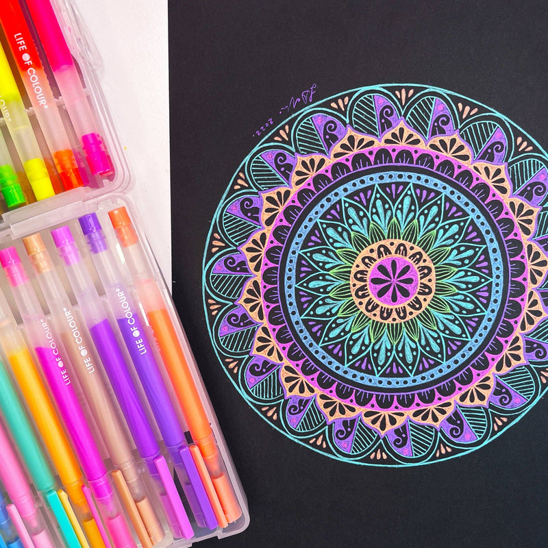 Life of Colour Juicy Gel Pens Set of 24 Metallic and Glitter Stationary Art and craft for kids 3yrs+