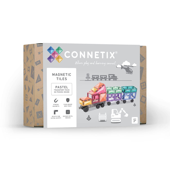 Connetix Tiles Pastel Transport Pack 50pc Toy Car 3yrs+