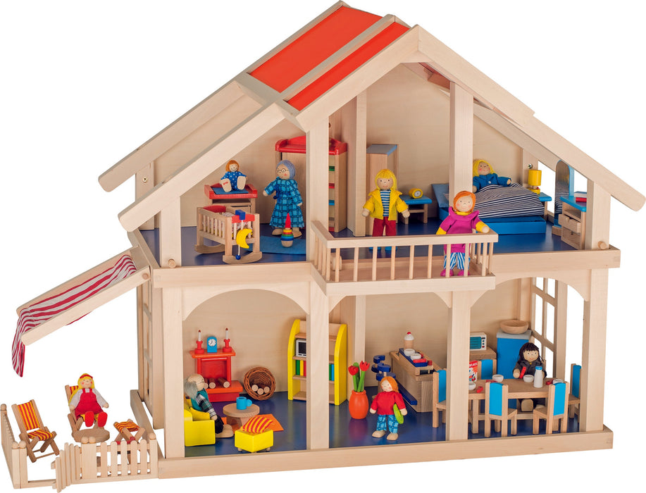 Goki Premium Wooden Open Doll's House with Patio