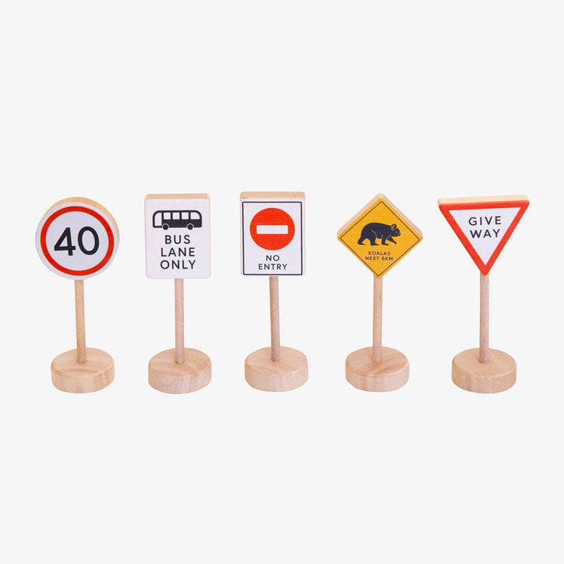 Make Me Iconic Australian Road Signs Set of 5 Double Sided 10cm Toddler Toys Best Seller 2yrs+