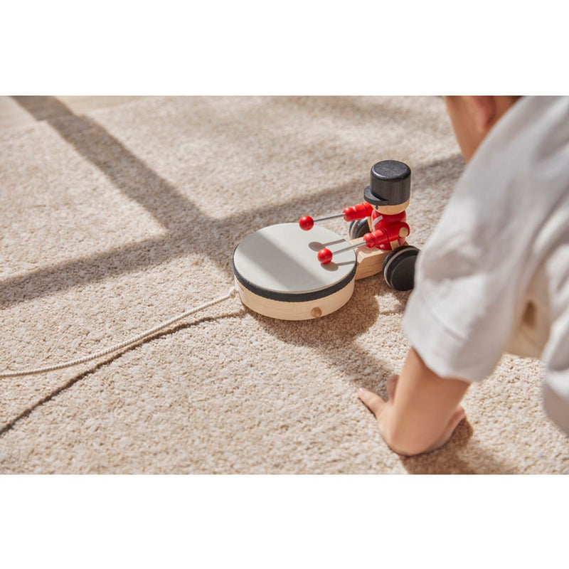 PlanToys Pull Along Drummer Toddler Toys Musical Instruments for Toddlers Gifting Idea for 12m+