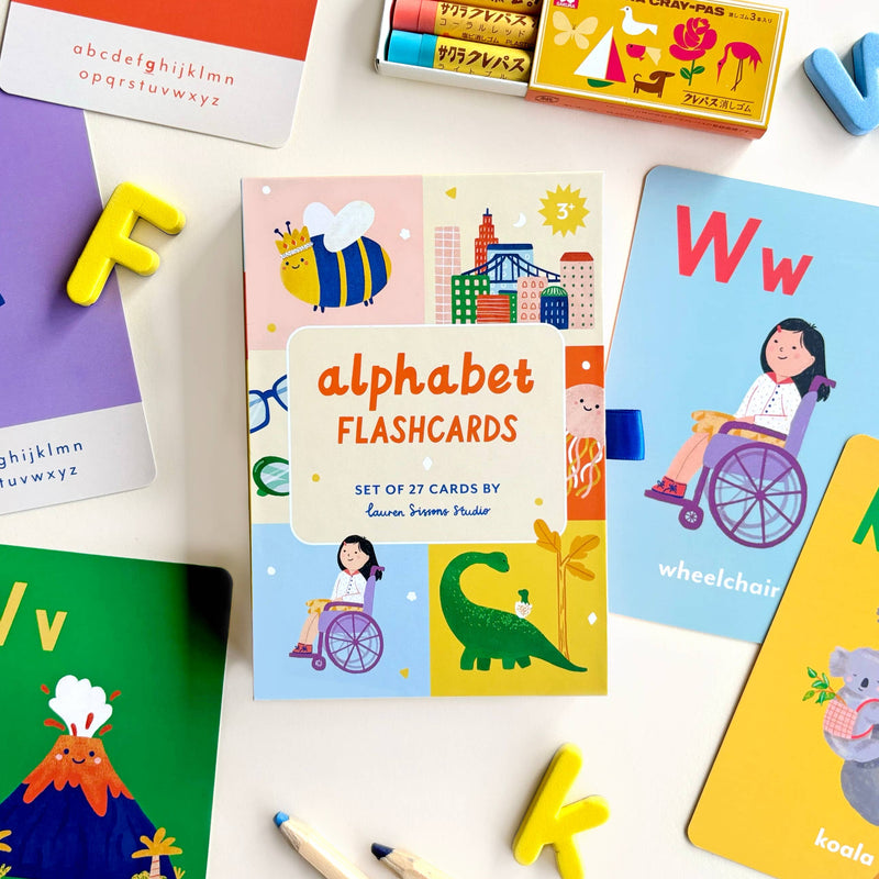 Double Sided Alphabet Flashcards by Lauren Sissons Studio Early Literacy Phonics Card Gam3yrs+