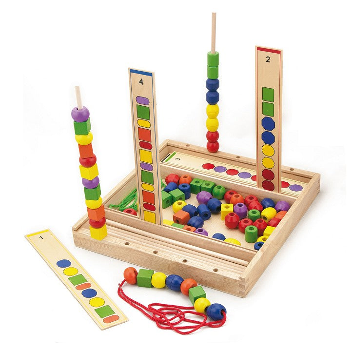 Viga Toys Wooden Beads Sequence Game with Pattern Cards Early Numeracy Fine Motor Skills Developmental Toys 3yrs+