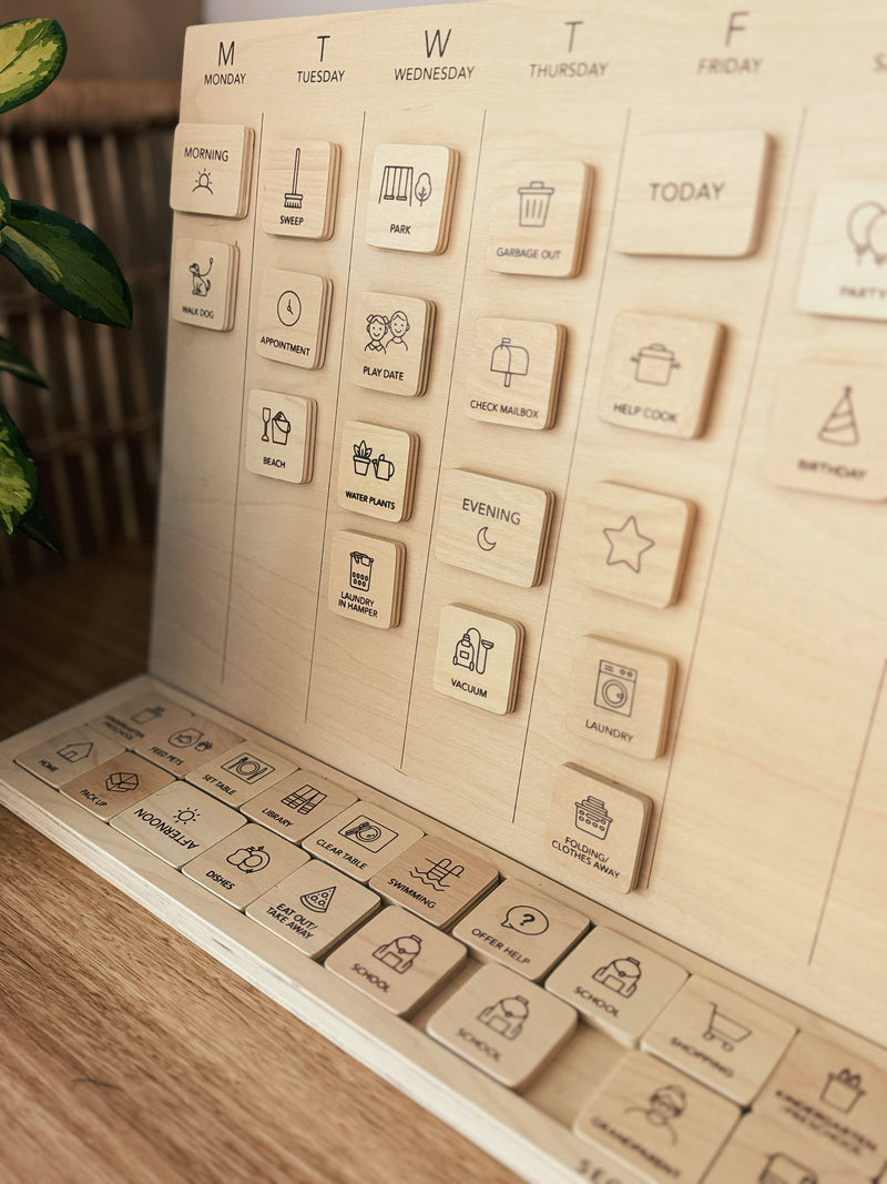 Second Scout Wooden Calendar Wooden Planner Little Agenda Developmental for Toddlers Gift Idea Best Seller 3yrs+