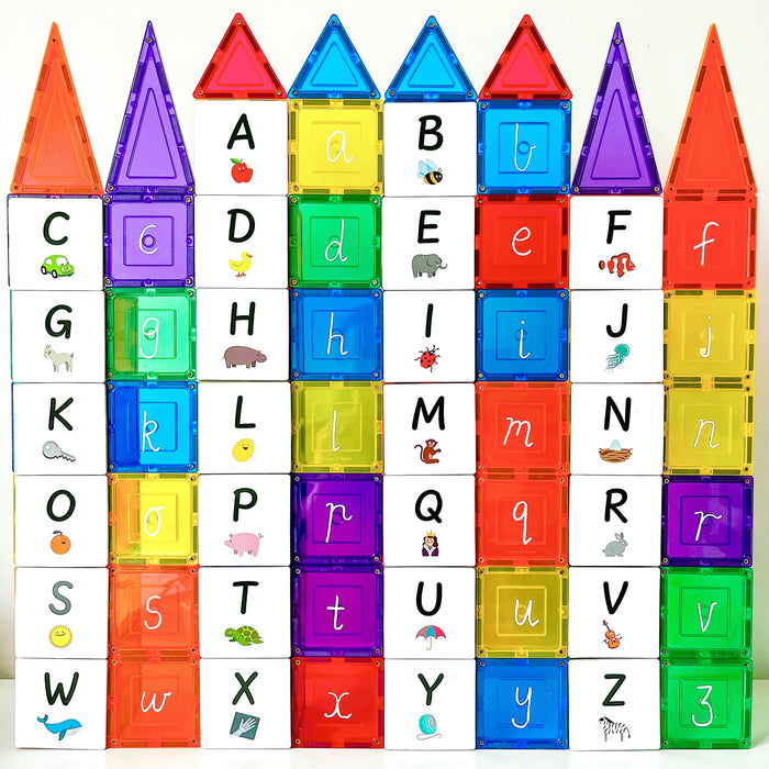 Learn and Grow Toys Magnetic Tiles Topper Alphabet Upper Case Pack - 40 Piece 3yrs+
