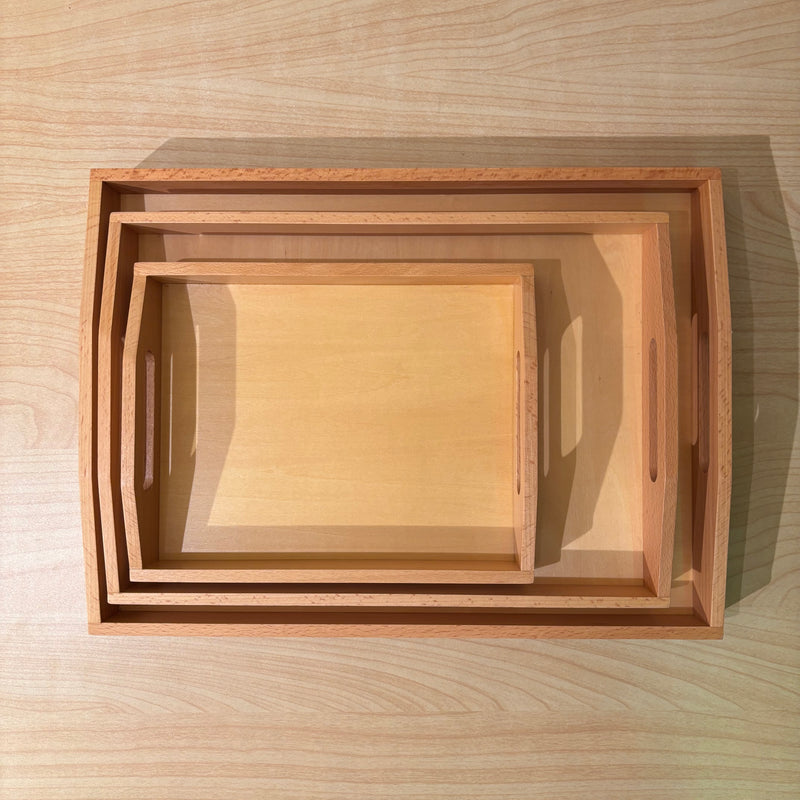 Montessori Trays with Handle Set of 3 Practical Life Materials