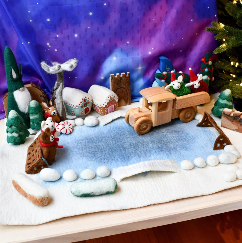 Tara Treasures Felt Ice Rink Large Mat Playscape 80cm Christmas Pretend & Imaginative Play Christmas Range 3yrs+