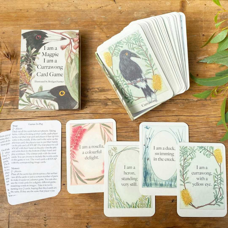 Bridget Farmer Printmaker I am a Magpie I am a Currawong Card Games For Kids Australian Animals