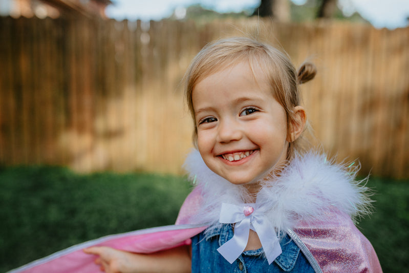 Pink Glitter Princess Cape Size 4-6 by Great Pretenders Costumes Best Seller Fairy Unicorn and Castle Theme 3yrs+