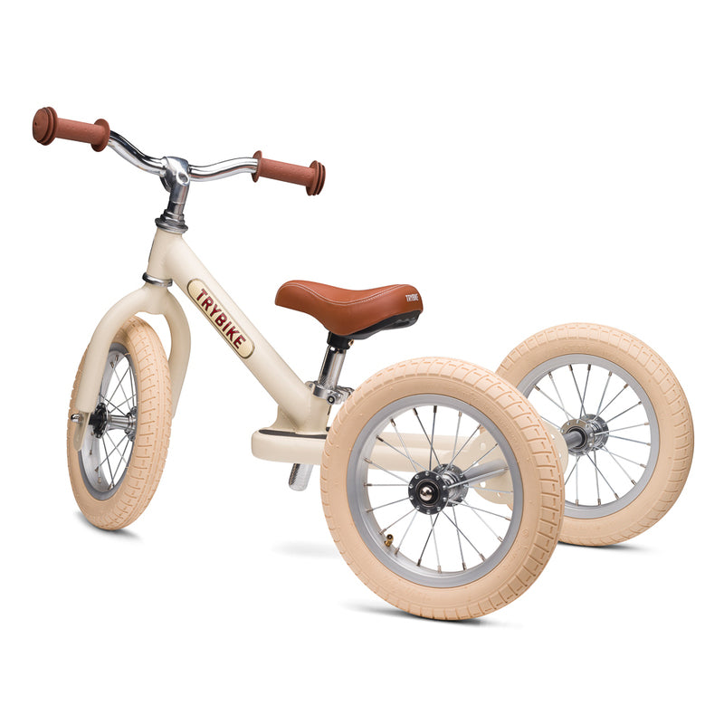 TryBike Trike Vintage CREAM 2 in 1 Balance Bike Kids Toddler Bike Best Seller 18mths-6yrs (Bulky Shipping)