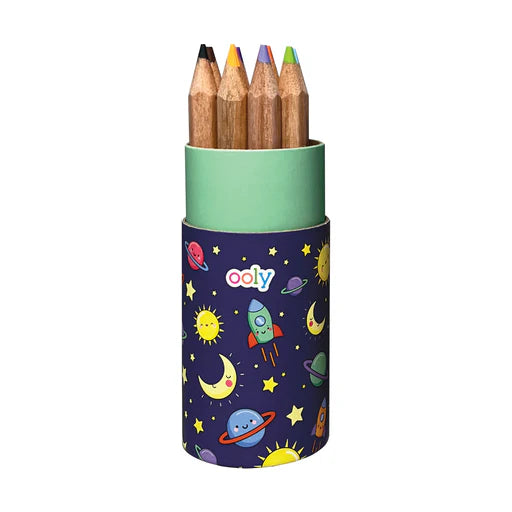 Ooly Draw 'n Doodle Mini Pencils Set of 12 with Sharpener Assorted Design Stationary Art and Craft for Kids 3yrs+