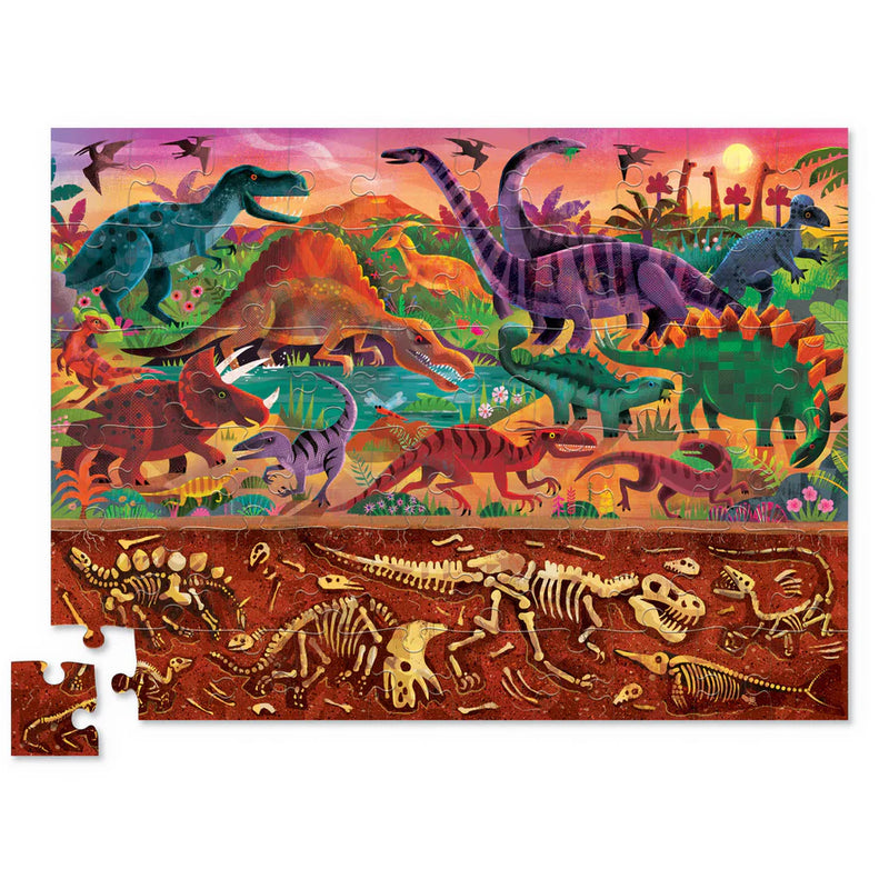 Crocodile Creek Jizsaw Puzzles Above & Below 60 pcs Dinosaur World Dinosaur Toys Dinosaur and Dragon Theme 4yrs+