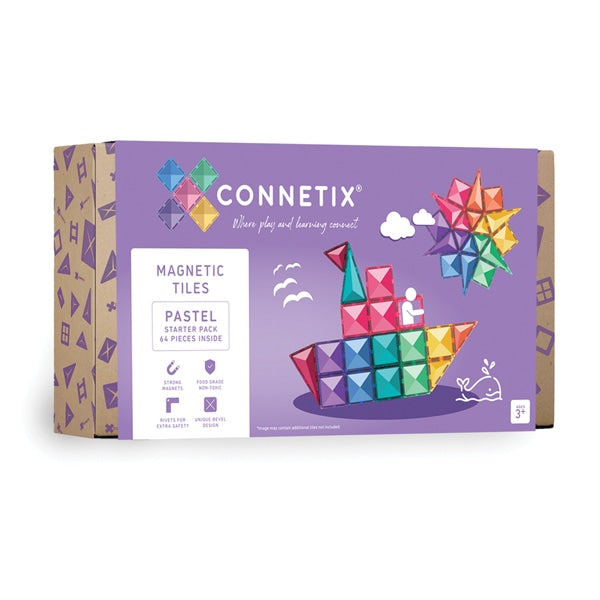 Connetix Tiles Pastel Starter Pack 64 Piece Best Seller 3yrs+
