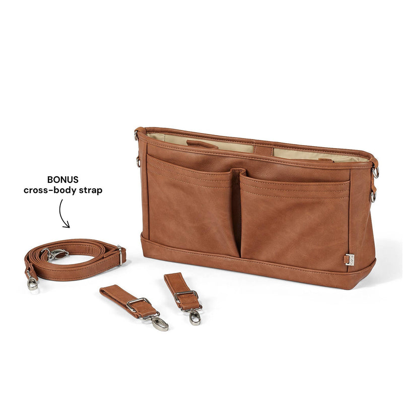 OiOi - Tan Vegan Leather Stroller Organiser/Pram Caddy