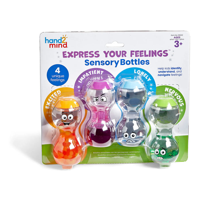 Express Your Feelings Sensory Bottles represent - Excited, Impatient, Lonely and Nervous