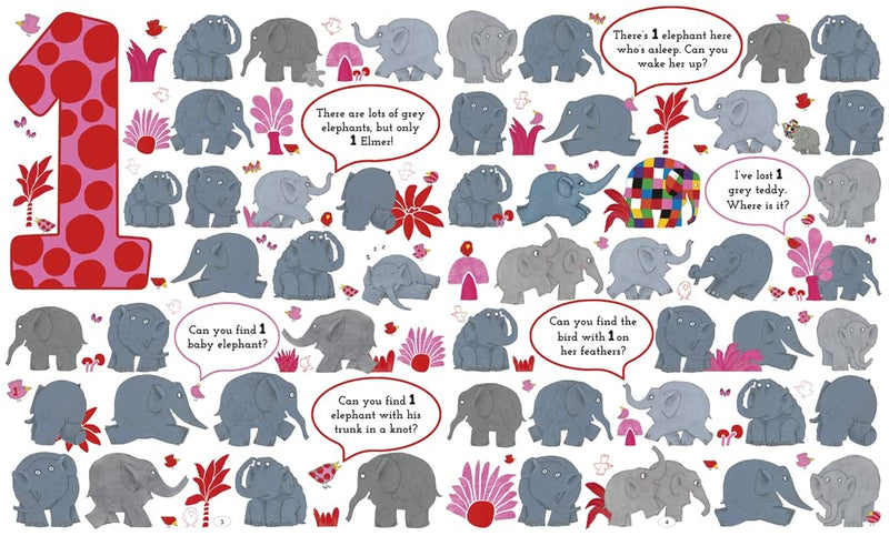 Elmer I Spy Large Search and Find Numbers (Board Book) by David McKee Kids Book