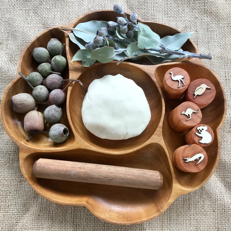 Wooden Australian Animals Stamps with Kangaroo by Beadiebug Playdough Sand Toys Art and Craft for Kids Retired 3yrs+