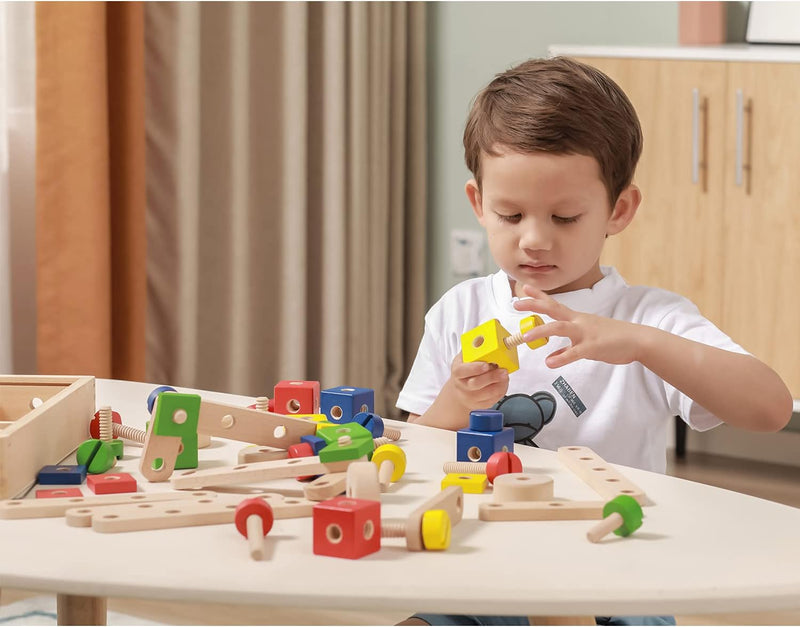 Viga Toys Wooden Construction Set 53pcs Building Kit Motor Skills Developmental Toys School Range 3yrs+