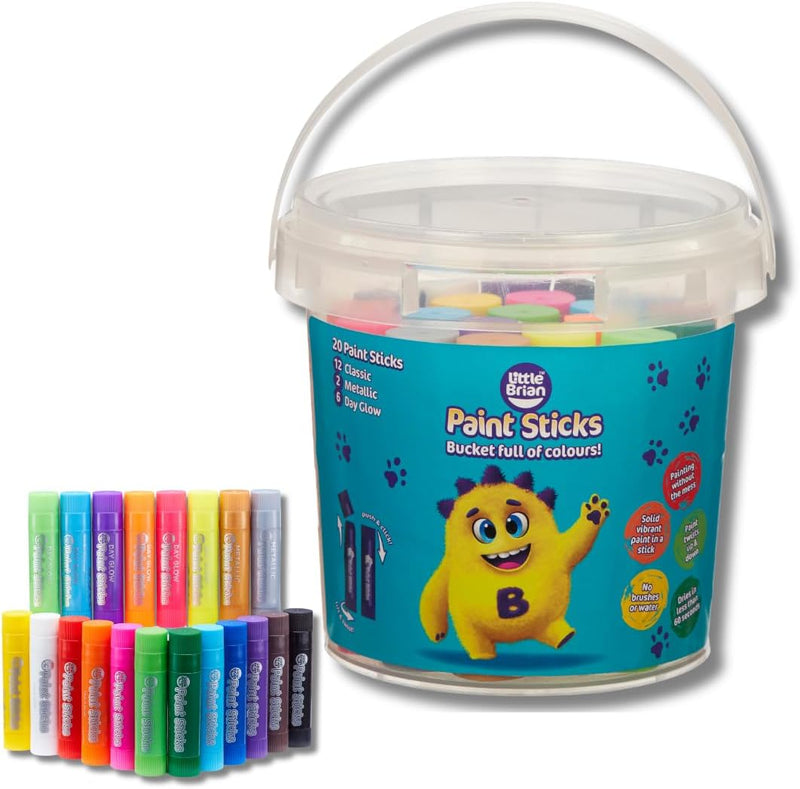 Little Brian Paint Sticks Assorted 20 Colours Bucket Art and craft for kids 3yrs+