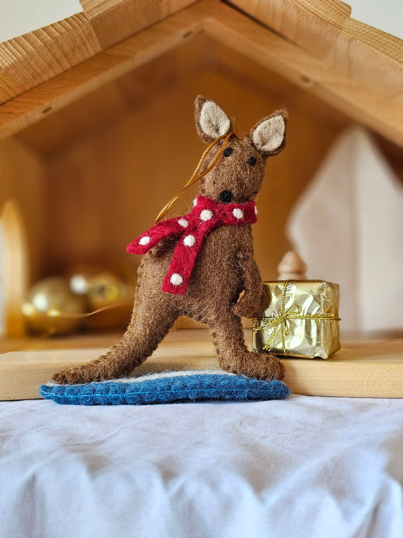 Pashom Felt Christmas Tree Decor Surfing Kangaroo Australian Animals Pretend & Imaginative Play Toys Christmas Range 3yrs+