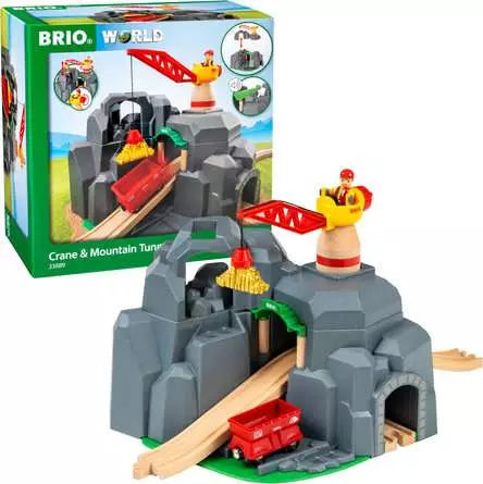 BRIO Crane & Mountain Tunnel With Sound 7pcs Large Set 3yrs+