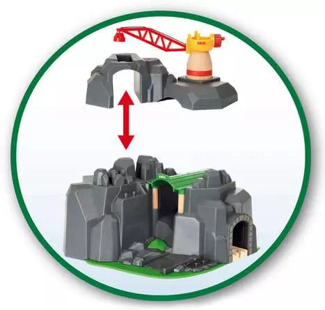 BRIO Crane & Mountain Tunnel With Sound 7pcs Large Set 3yrs+