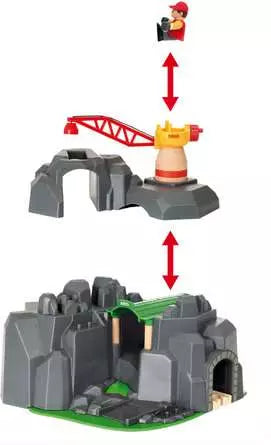 BRIO Crane & Mountain Tunnel With Sound 7pcs Large Set 3yrs+