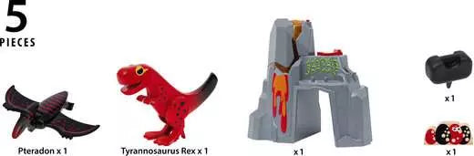 BRIO Dinosaur Erupting Volcano 5pcs With Sound and Light Dinosaur Toy 3yrs+