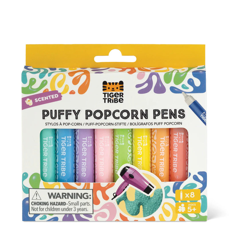 Tiger Tribe Puffy Popcorn Pens Scented 8pcs Stationary Art and craft for kids 5yrs+