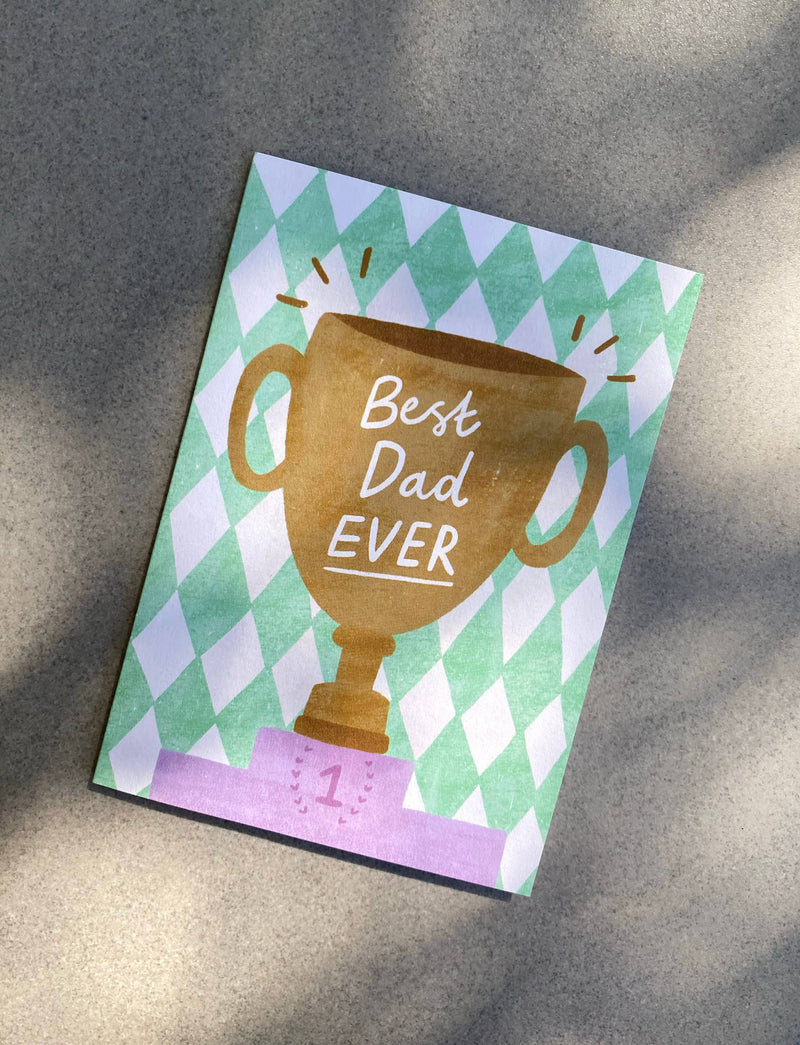 Best Dad Ever Trophy Greeting Card By Lauren Sissons Studio Father's day Card