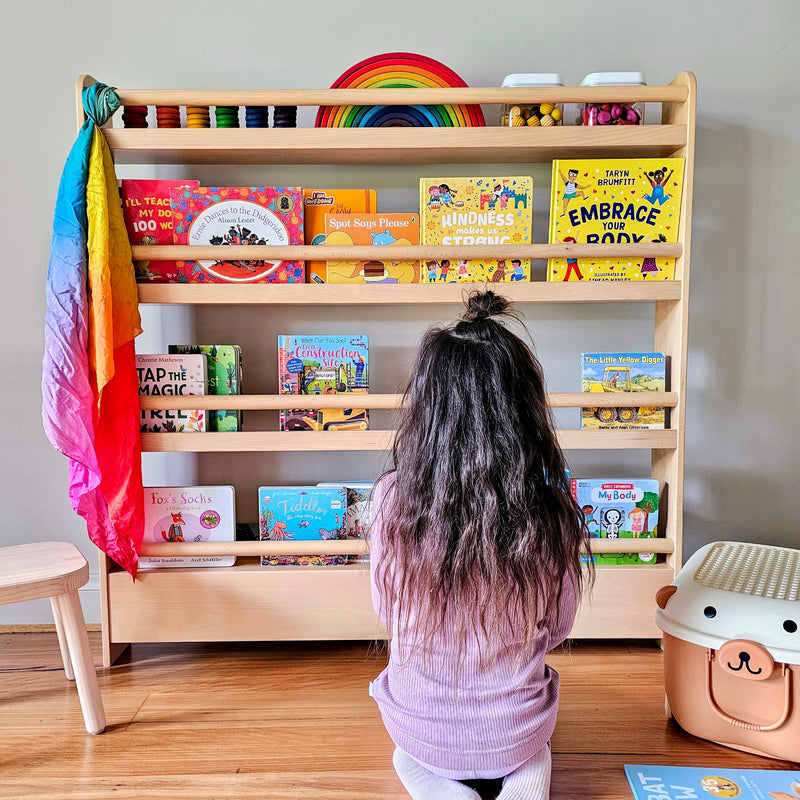 Montessori Beechwood Front Facing Kids Book Shelf Best Seller 15(D) x 120(L) x 120(H)cm Kids Furniture (Furniture Shipping) ETA DECEMBER