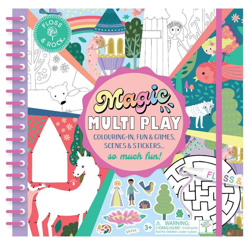Floss & Rock Water Multiplay Fairy Tale Reusable Activity Book 16 Activities with Water Pen Art and Craft for Kids Fairy Unicorn and Castle Theme 3yrs+