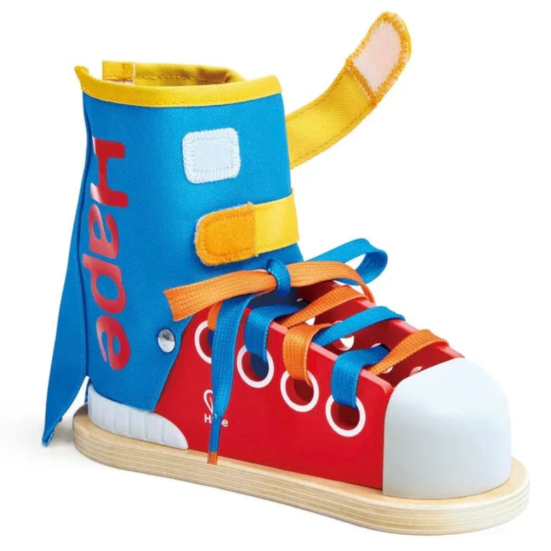 Hape Wooden Tie-It Lacing Sneaker 4 Fastening Types Montessori Practical Life Materials 3yrs+