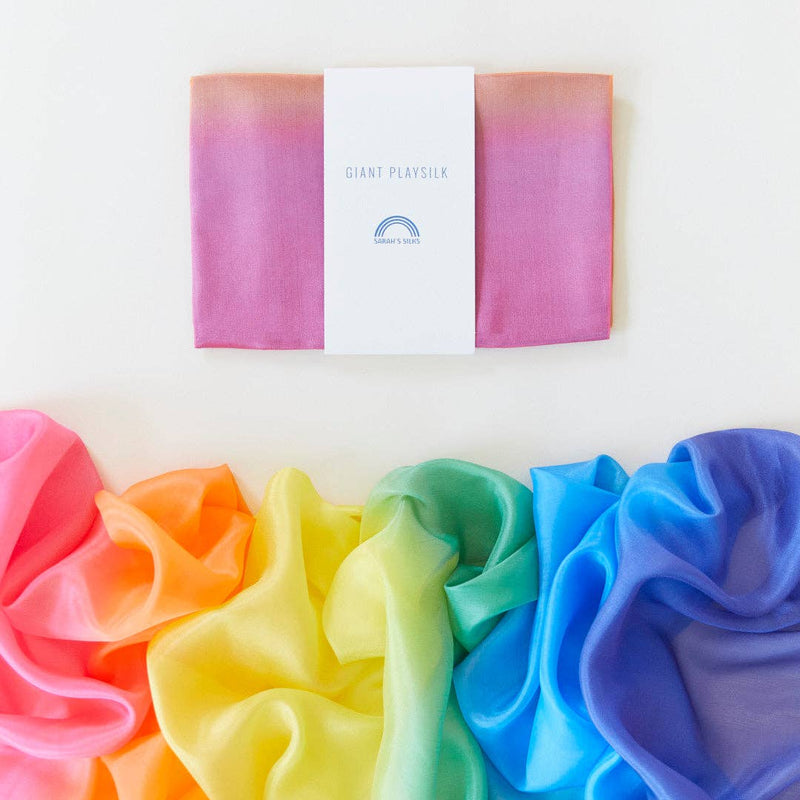 Sarah’s Silks Giant Rainbow Playsilks 178 x 89cm 100% Silk Natural Waldorf Toys 0m+