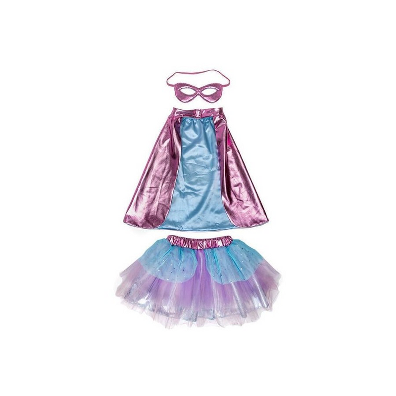 Super Duper Tutu Pink & Blue Cape with Mask Size 4-6 by Great Pretenders Costume 4yrs+