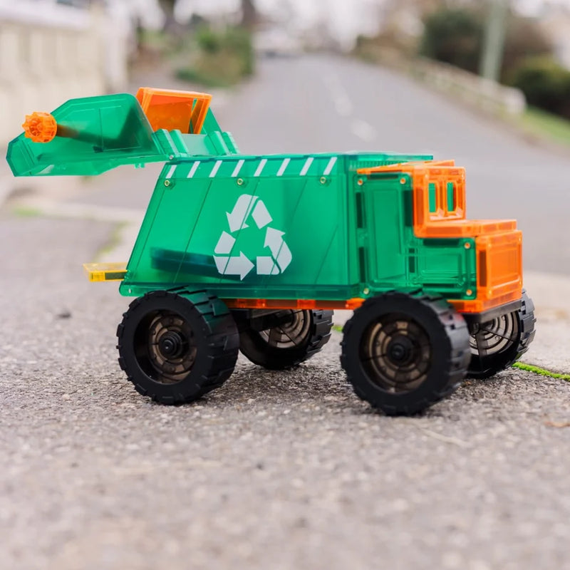 TileTek Mega Recycling Truck 14 Piece Set by Learn and Grow Toys Magnetic Tiles Toy Car 3yrs+