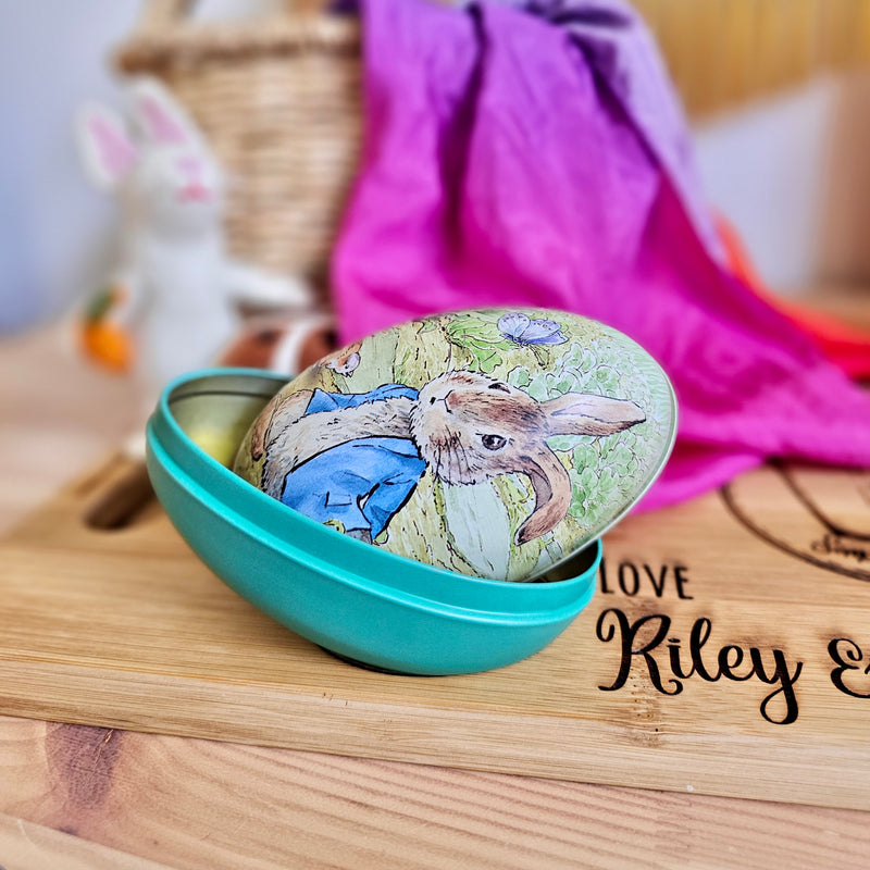 Peter Rabbit Easter Medium Egg Shape Tins 11cm x 6.5cm