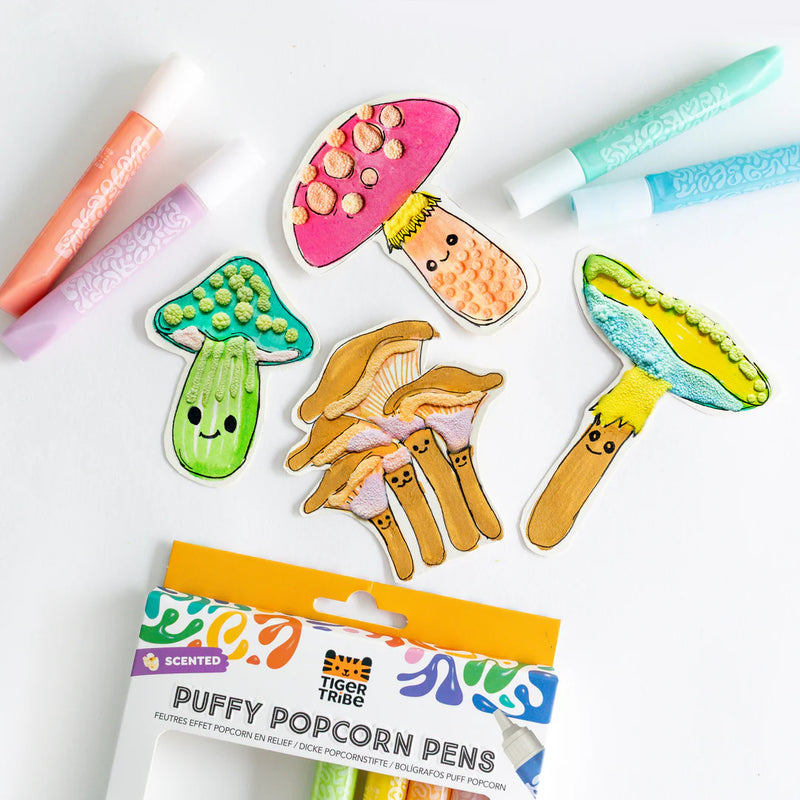 Tiger Tribe Puffy Popcorn Pens Scented 8pcs Stationary Art and craft for kids 5yrs+