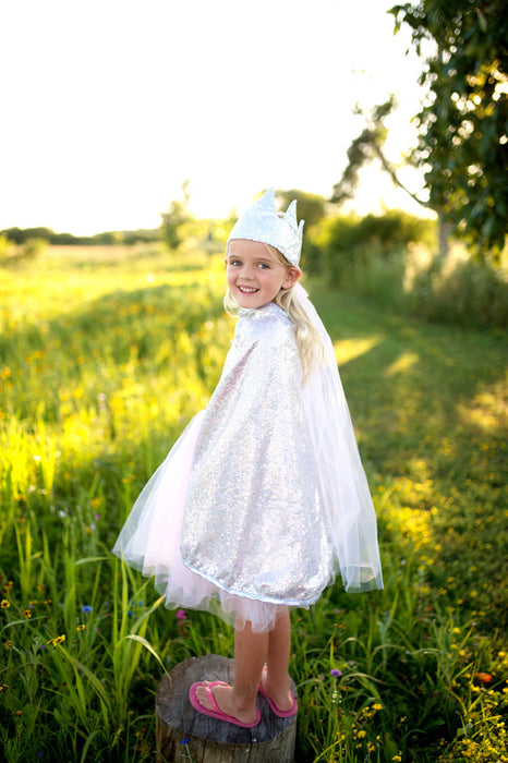 Silver Reversible Sequins Cape  by Great Pretenders Size 5-6 3yrs+