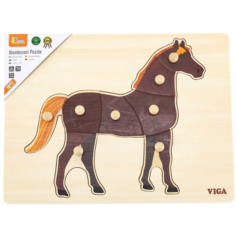 Viga Toys Montessori Wooden Horse Knob Puzzle 8pcs Developmental Toys Baby Toys 18m+