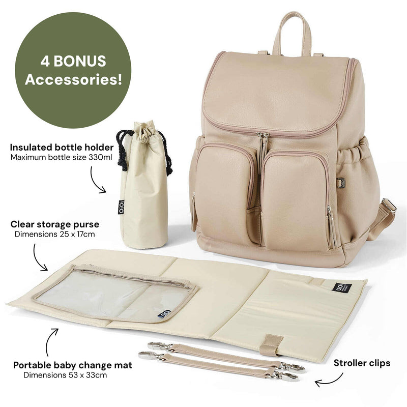 OiOi - Signature Nappy Backpack - Oat Dimple Vegan Leather Mothers Day