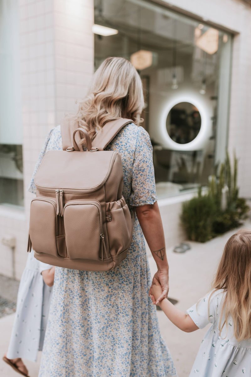 OiOi - Signature Nappy Backpack - Oat Dimple Vegan Leather Mothers Day