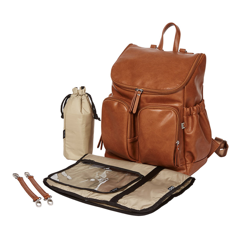 OiOi Signature Nappy Backpack Tan Vegan Leather Best Seller Mothers Day