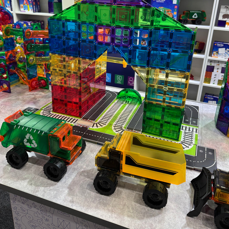 Learn and Grow Toys Magnetic Mega Recycling Truck 14 Piece Set by Tile Tek Magnetic Tiles Toy Car 3yrs+