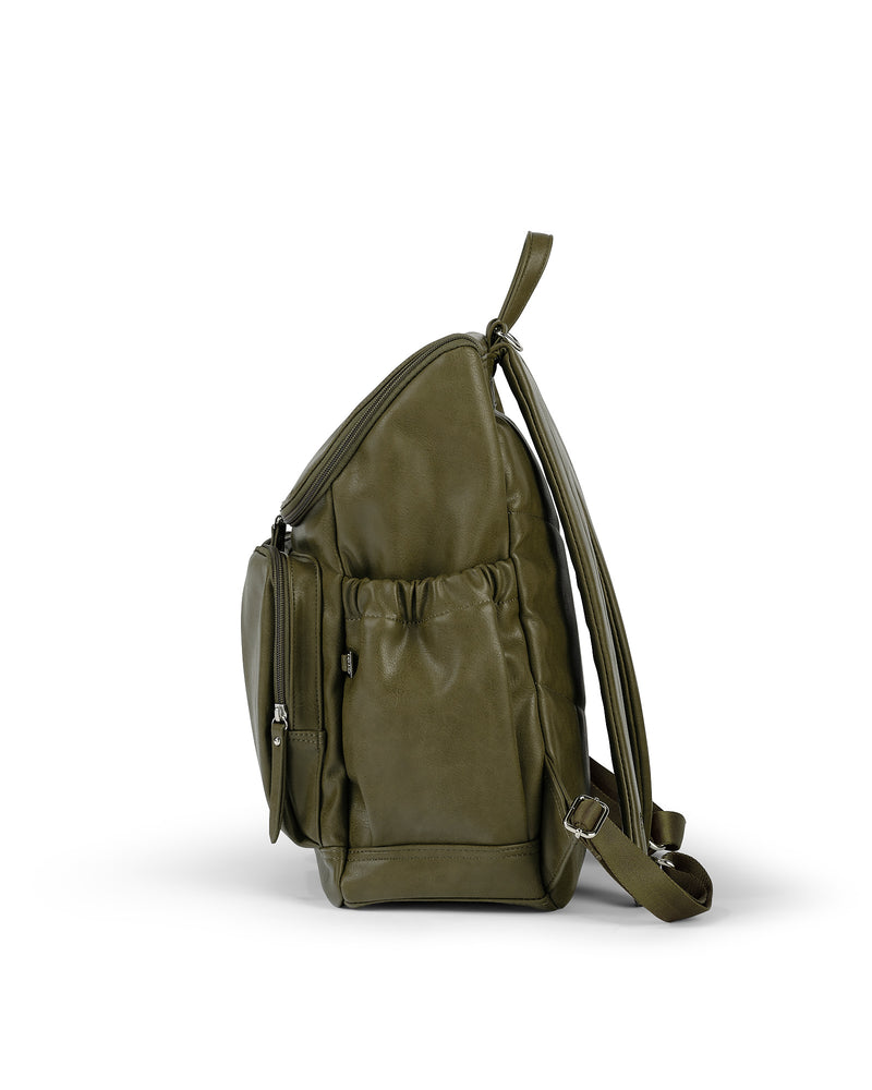 OiOi Signature Nappy Backpack Olive Vegan Leather Mothers Day