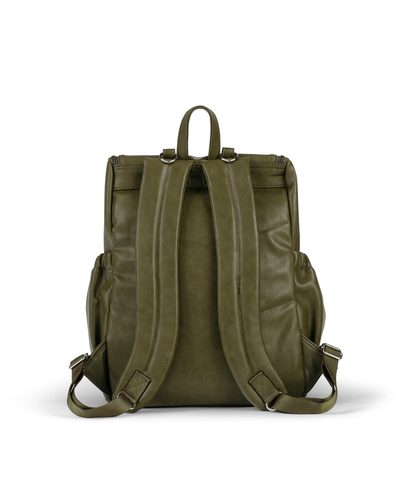 OiOi Signature Nappy Backpack Olive Vegan Leather Mothers Day